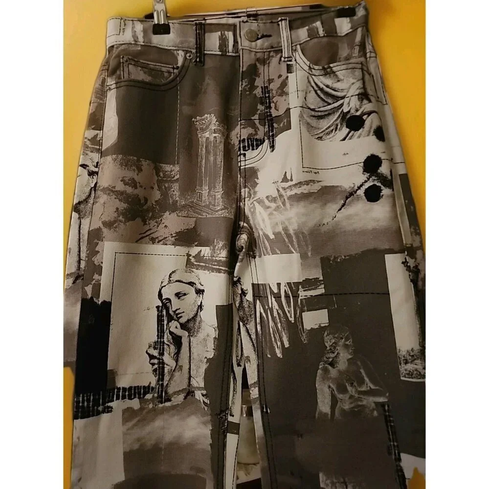 Urban Outfitters BDG Renaissance Print Cowboy Jean Sz 25 HighWaist Straight CR50